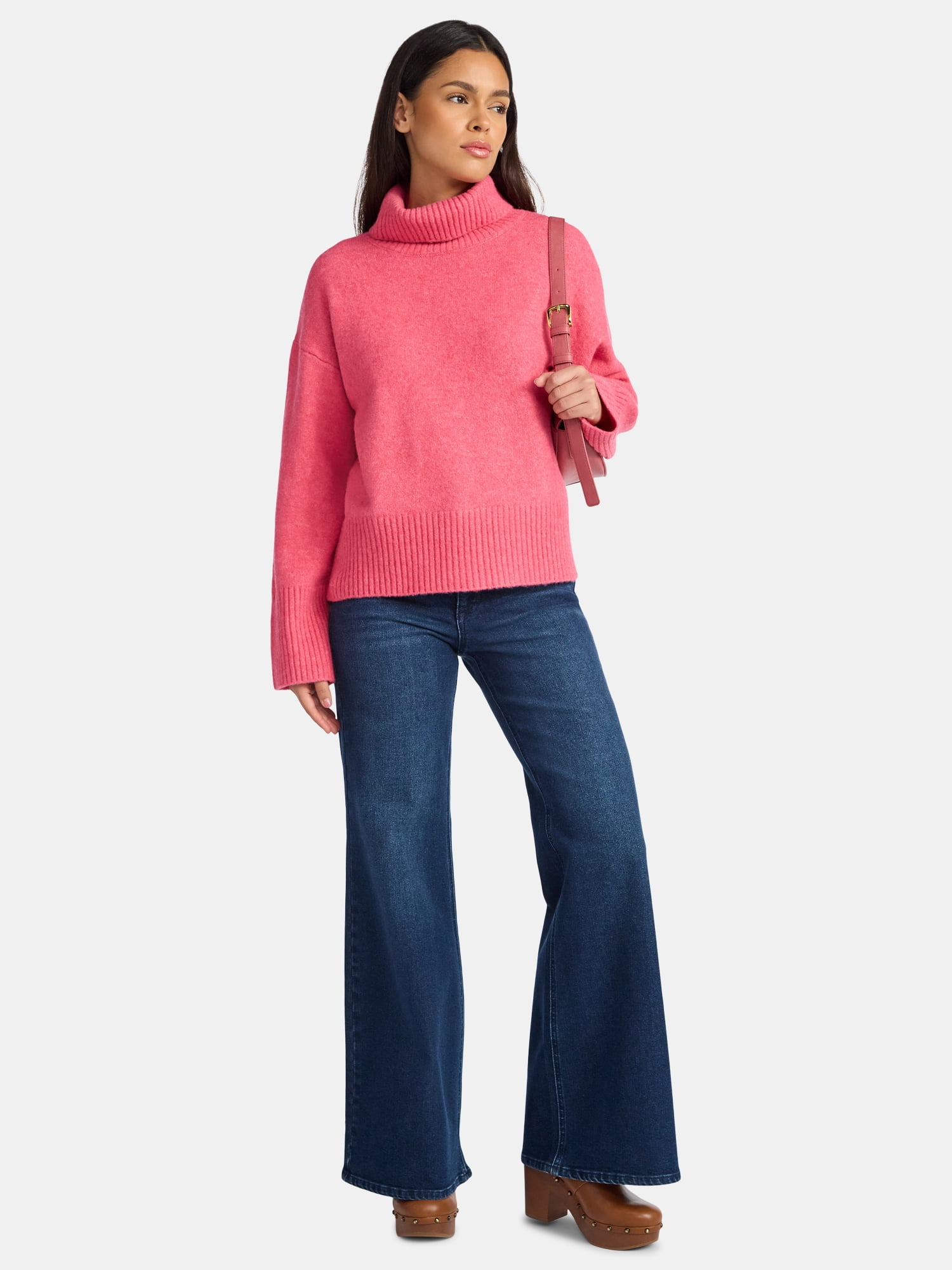 Time and Tru Women's Chunky Turtleneck Pullover Sweater with Long Sleeves, Mid-weight, Sizes XS-XXXL