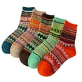 thumbnail image 2 of Oksale 5 Pairs Vintage Wool Socks for Women Thick Thermal Warm Winter Stocking Soft Cozy Cabin Socks Gifts for Lady Multicolor Free Size, 2 of 4