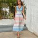thumbnail image 5 of Vestido Largo Sin Mangas Para Mujer, Watercolor Stripes Traje Informal Para Cumpleaños, Verano, 5 of 5