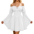 thumbnail image 2 of Renaissance Dress Women Long Bell Sleeve Off Shoulder Chiffon A Line Flowy Corset Dress Victorian Fairy Dresses, 2 of 6