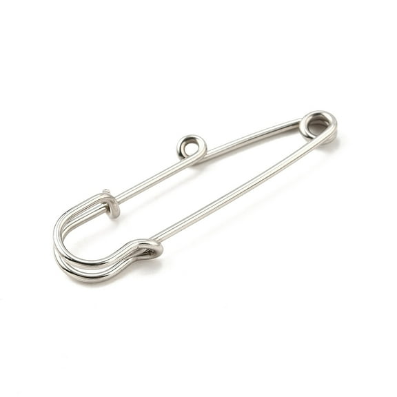 304 Stainless Steel Safety Pins Brooch Findings Kilt Pins with 1 Loops for Lapel Pin Making Stainless Steel color 49.5x16.5x5mm Hole: 1.6mm