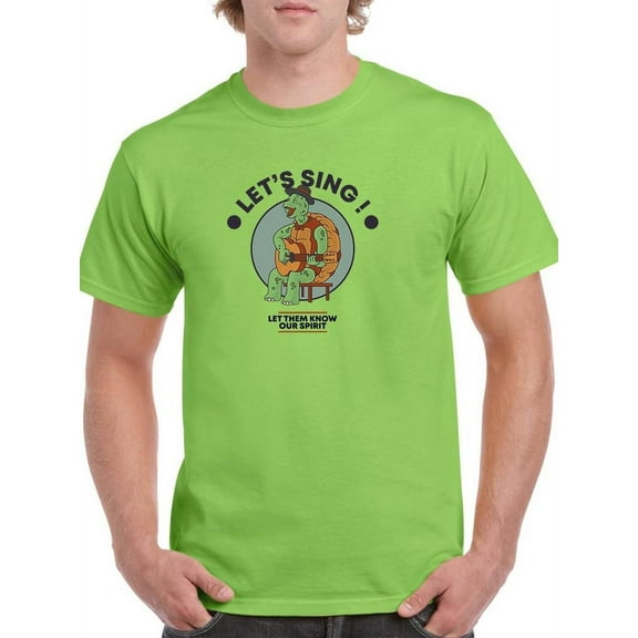 Retro Singing Turtle Art T-Shirt Men -Image by Shutterstock, Male Large