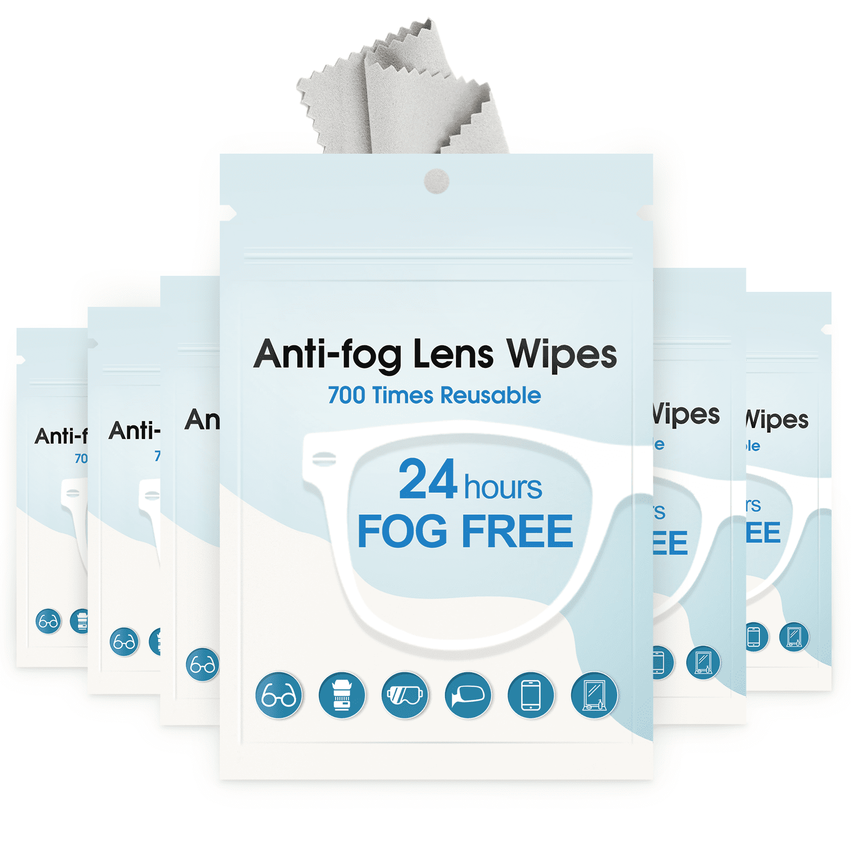 Huryfox 4000 Times Reusable Anti-Fog Lens Wipes Microfiber Cleaning Cloths(6 Packs)