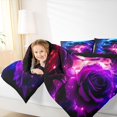 thumbnail image 3 of Homewish Navy Purple Neon Skull Queen Comforter Set,Rose Floral Butterfly Comforter Sets Queen,Halloween Duvet,Black Reversible,3 Pieces,1 Comforter and 2 Pillowcases, 3 of 7