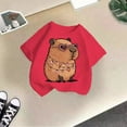 thumbnail image 4 of Byoo Little Girls T-Shirt Cartoon Capybara Print Short Sleeve Crew Neck T Shirt Tee Top, 4 of 4