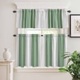 thumbnail image 2 of 3 Piece Kitchen Curtains and Valances Set Sage Green Grey Stripe Cafe Curtains 24 Inch Length Farmhouse Simple Striped Valance & Tier Curtain for Living Room Bedroom Small Window 54"x18"+27"x24"*2, 2 of 6