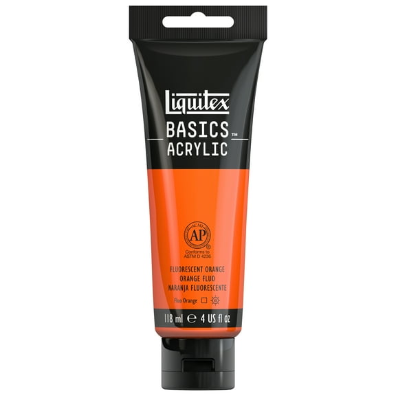 Liquitex BASICS Acrylic Color, 4 oz. Tube, Fluorescent Orange
