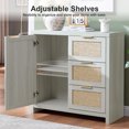 thumbnail image 2 of OAKHAM Storage Cabinet with 3 Drawer, Rattan Sideboard Buffet Accent Cabinet Boho Entryway Storage Cabinet Console for Living Room, Bedroom, Hallway, Pale Oak, 2 of 7
