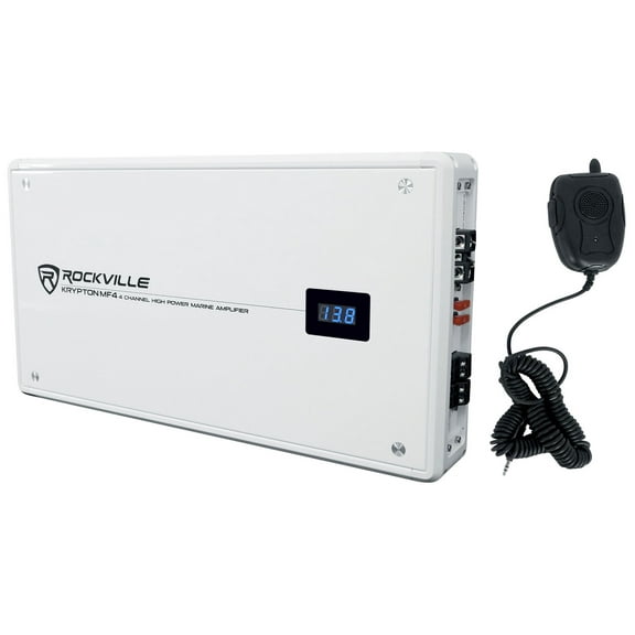 Rockville KRYPTON MF4 2400w Peak 4 Channel Marine Amplifier Boat Amp in White