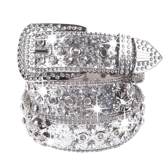 2. Edgy Rhinestone Punk Belt for Unisex, Soft PU Leather Adjustable Waistband for Concerts & Casual Outfits