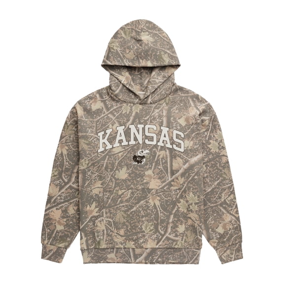 Men's Uscape Apparel Camo Kansas Jayhawks Back Bay Fleece Hoodie