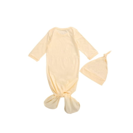 jaweiw Baby Sleeping Bag with Beanie Hat  Long Sleeve Envelope Neckline Sleepwear  Leaves/Floral/Moon/Solid Color Stretchy Nightgown