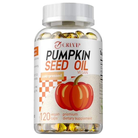 Pumpkin Seed Oil Capsules - Urinary & Bladder Support, Youthful Skin, Hair Growth - Vegan - 120 Capsules