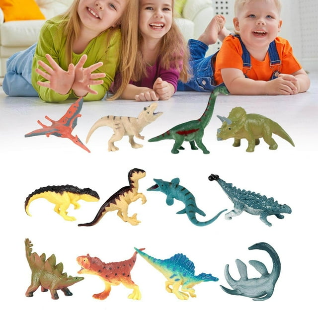 12 Pcs Figurines d'Animaux Réalistes pour Collection Fête Jouets Éducatifs Scientifiques Fournitures pour Enfants Dinosaure