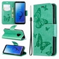 thumbnail image 4 of Allytech Galaxy S9 Case, Slim Fit PU Leather Folio Butterfly Embossed Shockproof Wrist Hand Strap Flip Cards Holder Wallet Case TPU Back Cover for Samsung Galaxy S9,Green, 4 of 8