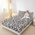 thumbnail image 3 of Castle Fairy Retro Leopard Skull King Sheets 4pcs,Cream Cheetah Skeleton Pattern Bedding,Ivory Black,1 Fitted Sheet,1 Flat Sheet and 2 Pillowcases, 3 of 6