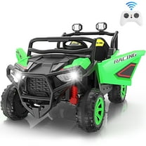 Funcid 24 Volt Ride on toys, 2-Seater Ride on Cars with Remote Control, 400W Electric Car for Kids, Ride on UTV w/ Bluetooth, MP3, Seat Belts, Volume Adjustment, Suspension, Green