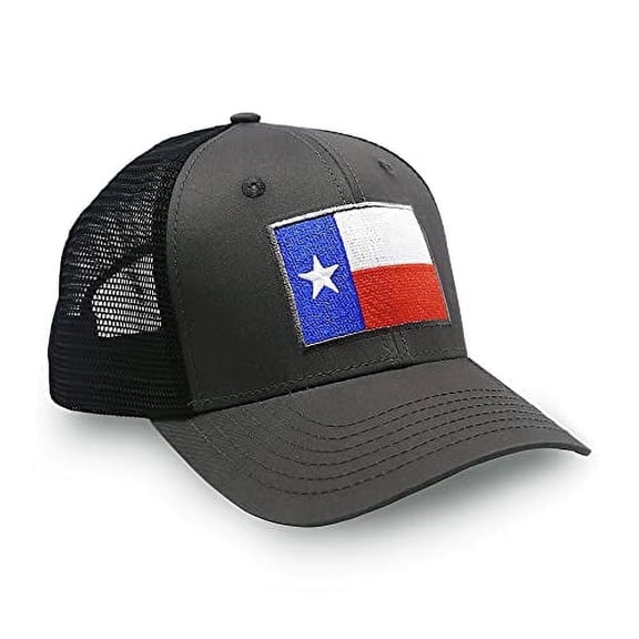 Texas Flag Hat for Men and Women – Lone Star Snapback Trucker Baseball Cap by International Tie (Black)