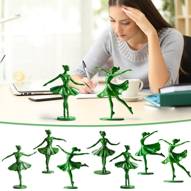 Adorno de bailarines de ballet verde | Elegante figurita para la decoración del hogar | Escultura de resina moderna de 6 pulgadas | Decoración artística de escritorio para los amantes de la danza