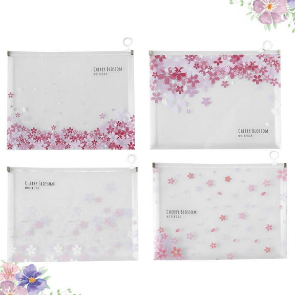 LEORX 4 Pcs Chic Plastic Folders for Documents Pink Rectangular Shape for Students