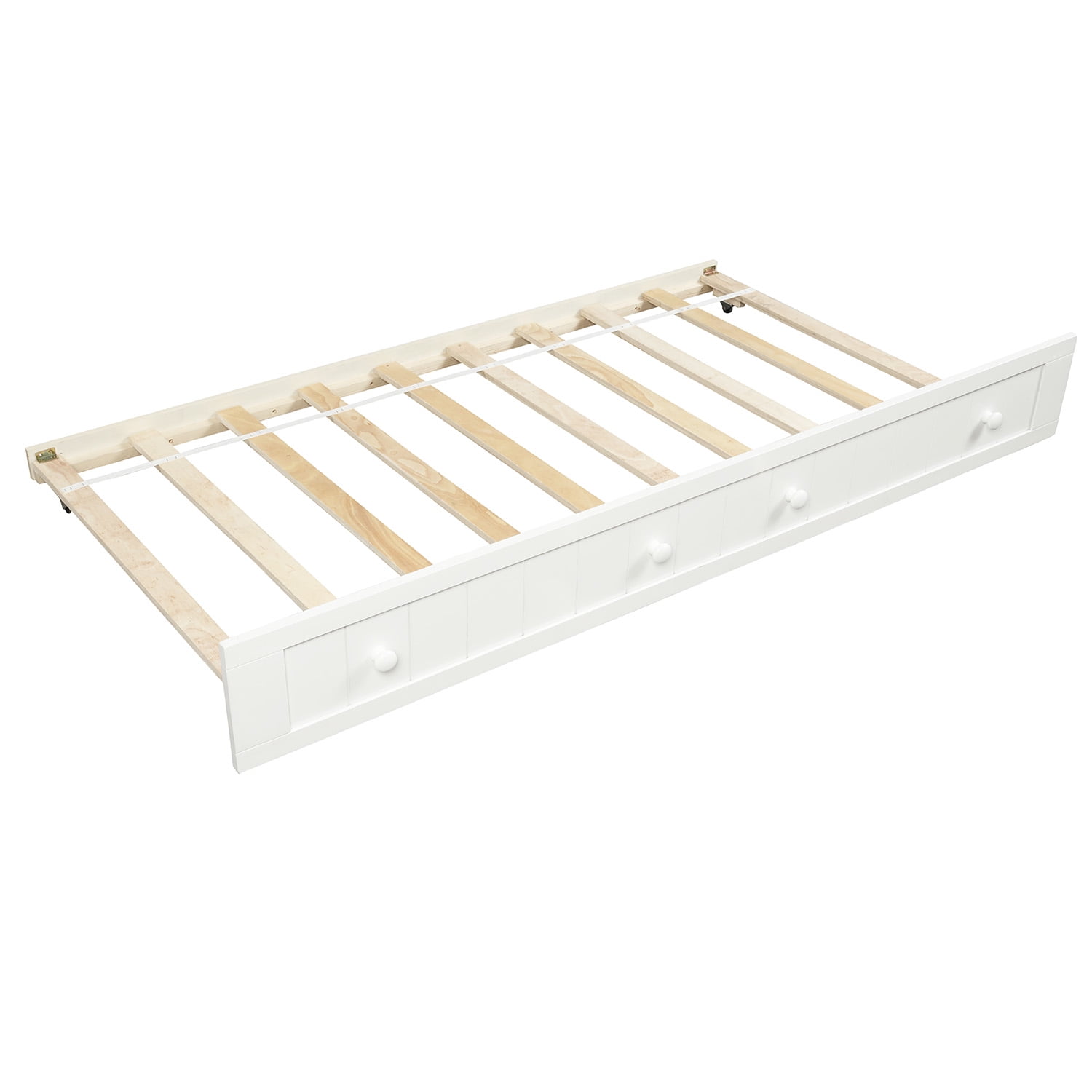Kepooman Twin Size Solid Wood Daybed with Trundle Bed for Bedroom Living Room, 78.2"L x 42.3"W x 35.4"H, White Kepooman Twin Size Solid Wood Daybed with Trundle Bed for Bedroom Living Room, 78.2"L x 42.3"W x 35.4"H, White
