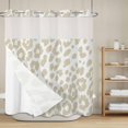 thumbnail image 6 of No Hook Shower Curtain with Snap in Liner, Cute Leopard Abstract Beige Waterproof Fabric Bathroom Curtain Mesh Top Window, Modern Minimalist Style Shower Curtains 72x72in, 6 of 9