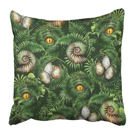 ARHOME Prehistoric Watercolor Collection of Dinosaur Body Parts Fossils and Plants Hand Pillow Case Cushion Cover 16x16 inch