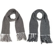 Classic Chevron Black And Brown Knit Scarves Set Of 2