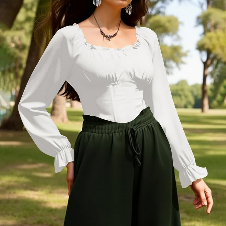 トップス VINTAGE RIBBED CORSET TOP LONG SLEEVE THDHVS Womens Tops Long Sleeve,Shirts for Women,Women's