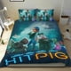 thumbnail image 1 of Hitpig Conjunto de sábanas temático, trío de piezas, cómodo y amigable con la piel, diseño único, regalo de decoración para el hogar para familiares, amigos y fans,135cm *200cm, 1 of 6