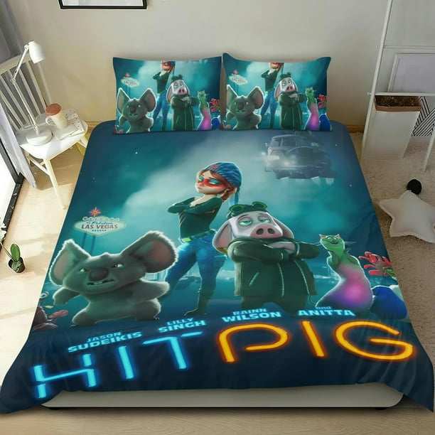 Hitpig Conjunto de sábanas temático, trío de piezas, cómodo y amigable con la piel, diseño único, regalo de decoración para el hogar para familiares, amigos y fans,135cm *200cm