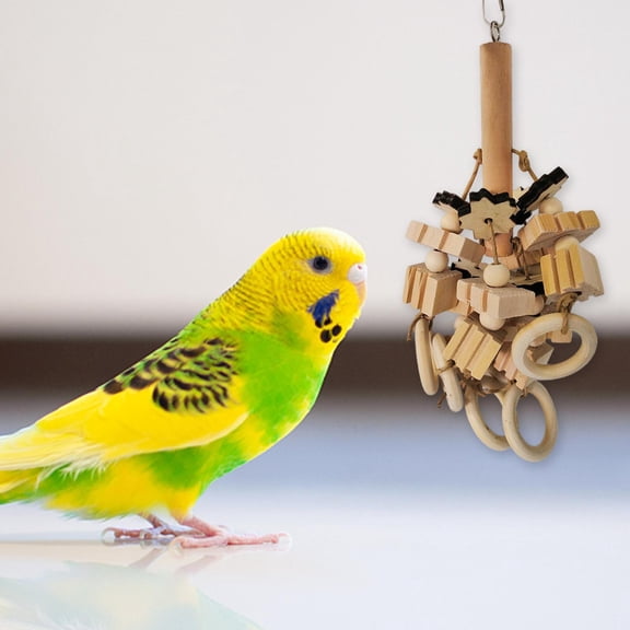 Large Medium Parrot Chewing Toys, Swing Cage Bite Wooden Blocks Hanging for Bird, Cockatoos, , Cockatiel, Tearing, Nibbling