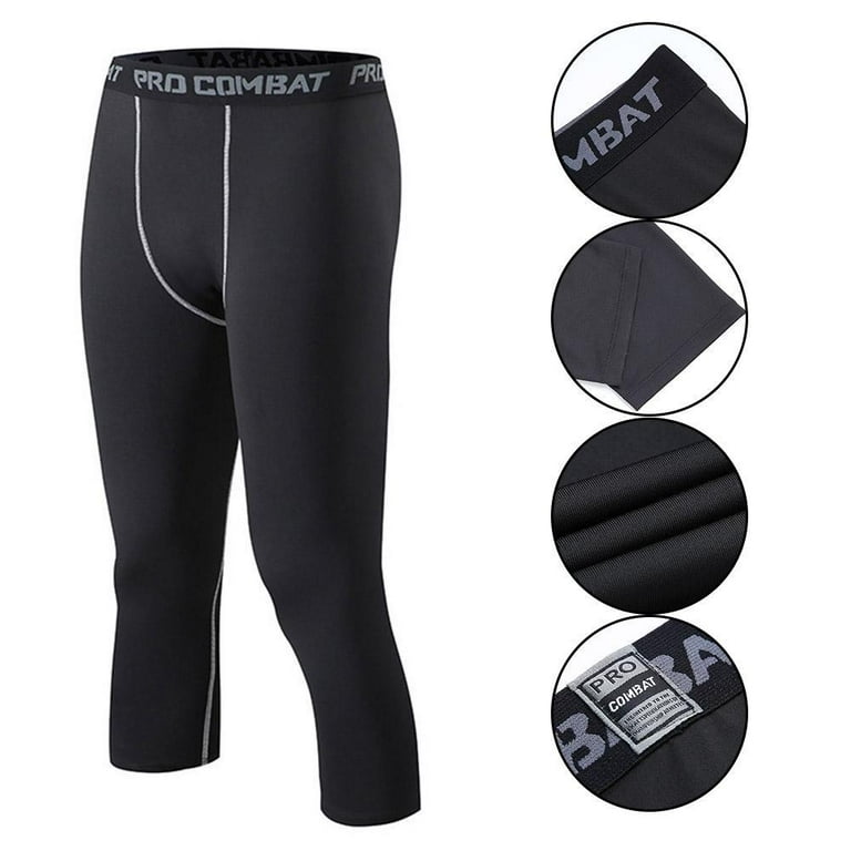 Men's Sports 3/4 Cropped Pants Running Leggings Mens Joggers Elastic  Compressions Sweatpant Football Basketball Trousers