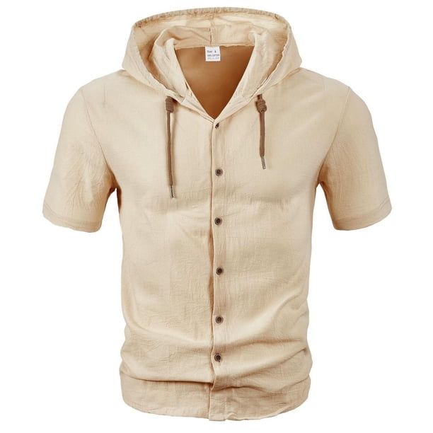 pstuiky camisetas camisas para hombre, Blusa de manga corta con cuello vuelto, transpirable, con botones y color liso para hombre camisetas de hombre m