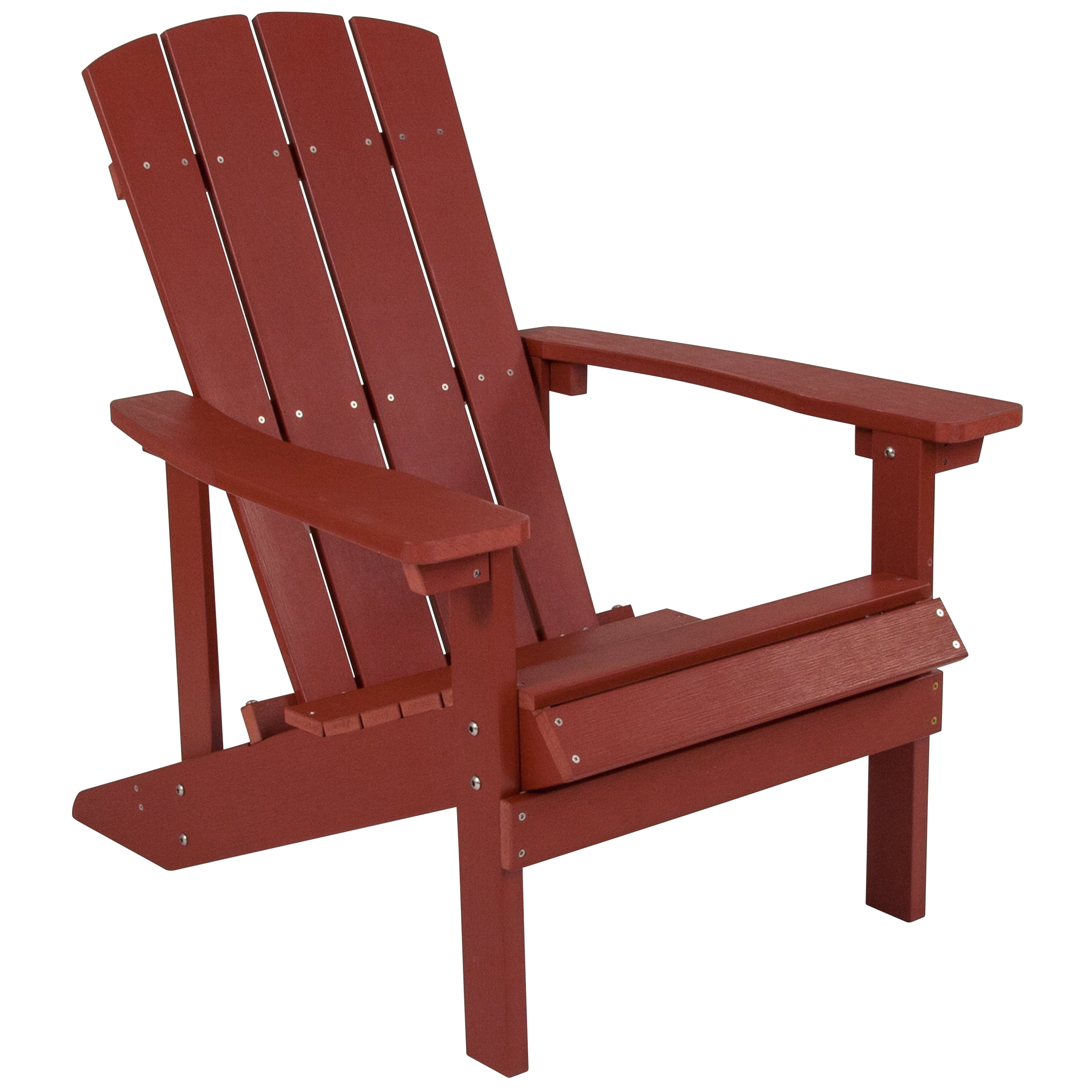Merrick Lane Red Adirondack Patio Chair With Vertical Lattice Back And Weather Resistant Frame