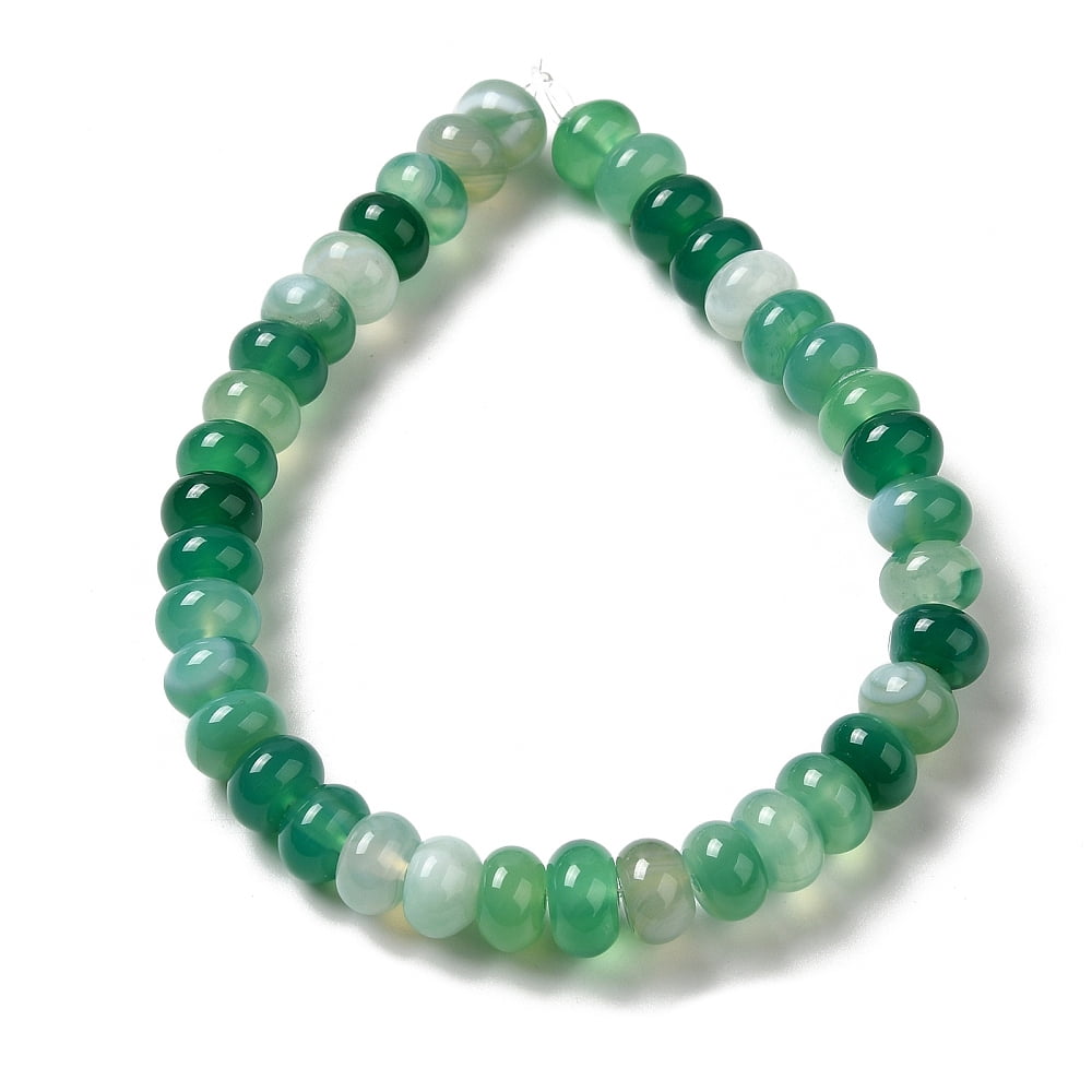 6 strand Natural Agate Beads Strands Dyed & Heated Rondelle Medium Sea Green 8~8.5x4.5~5.5mm Hole: 1.4mm 41pcs/strand 7.40~7.48''(18.8~19cm)