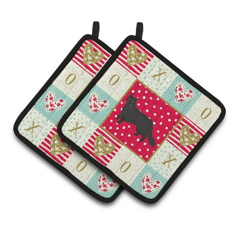 

Black Chantilly Tiffany Cat Love Pair of Pot Holders