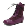 thumbnail image 4 of Bnwani Women Boots New Winter Fashion Toe Flat Ankle Versatile Casual Boot Purple Size 6, 4 of 9