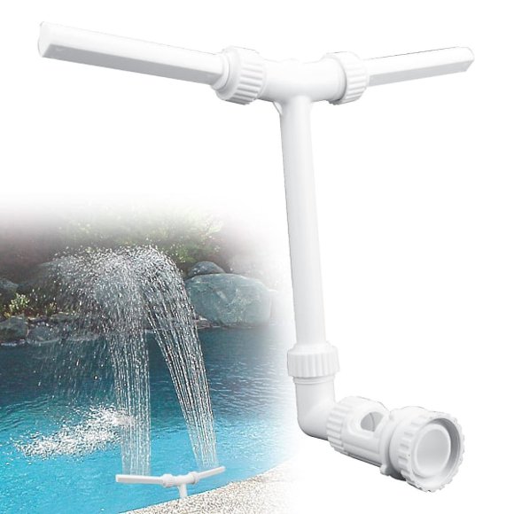 Waterfall Pool Spray Pool Fountain Pool Sprayer Hydrodynamic Adjustable Aerator Swimming Pool Waterfall For 1.5 Inch Interface (White)