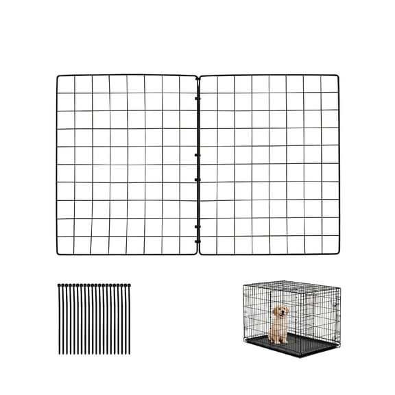2 Pack Dog Crate Divider Panel 17.8 x 13.8 inch Adjustable Metal Pet Kennel Divider with Ties for Puppy Training (Dog Crate NOT Included)