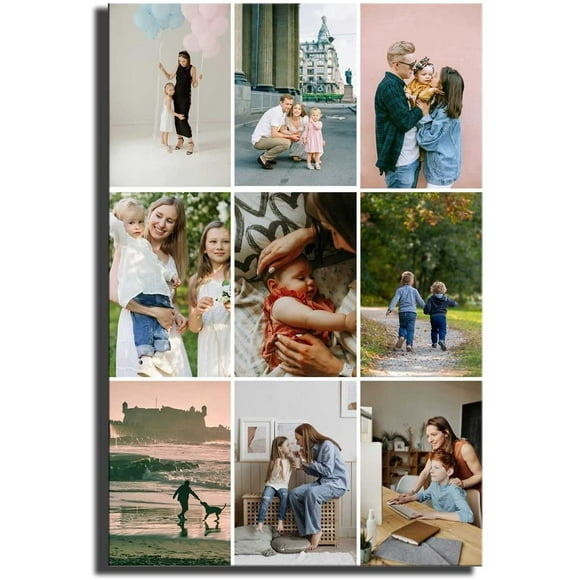 Personalized Custom Collage 12" x 8" Multi Photo Canvas Poster