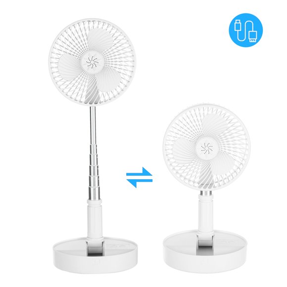 SB Powered Osillating Fan Portable Electric Fan 180° Rotatable Head Quiet Desk Fan with 4-Speed 34-Inch Extendable stand Built-in 7200mAh Rechargeable Battery for Bedroom Home Office