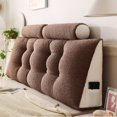 thumbnail image 3 of Lovote headboard pillow Reading Pillow with 2 Neck Rolls | Teddy Velvet Fabric, Plump PP Cotton Fill | Side Pocket, Removable Cover | Support for Back, Neck & Lumbar, 3 of 8