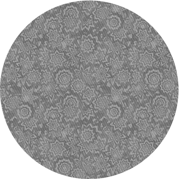 Ahgly Company Machine Washable Indoor Round Transitional Dark Gray Area Rugs, 5' Round