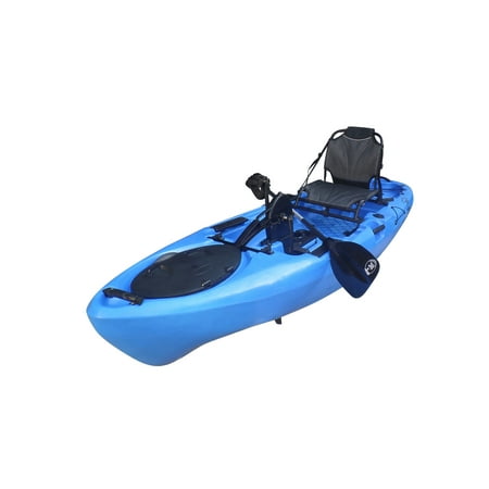 BKC PK11 10.6' Single Propeller Pedal Drive Fishing Kayak W/Rudder System, Paddle and Upright Back Support Aluminum Frame Seat Person Foot Operated (Best Pedal Kayak Fishing)