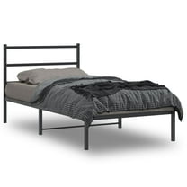 vidaXL Metal Bed Frame without Mattress with Headboard Black 39.4"x78.7"