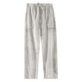 thumbnail image 2 of HXWCHs Plus Size Solid Straight Pants Extra Thick Flannel Pajama Pants for Women Cozy Coral Lined Winter Warm Home Wear Sleepwear L Grey, 2 of 3