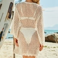 thumbnail image 4 of Njoeus Women's Swimwear Crochet Cover Up Cardigan Beach Bikini Cover Ups Dresses Hollow Out Open Front V Neck Bathing Suit Coverup Long Flowy Beachwear, 4 of 9