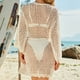 thumbnail image 4 of Blusa de punto de vacaciones de playa hueca sexy para mujer Camisa de gasa de ganchillo Top de playa Pompotops  lopia1000520, 4 of 9