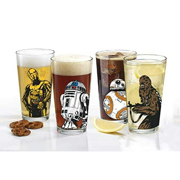 Juego de Vasos de Pinta Star Wars Classic - Capacidad de Vidrio de 16 oz. - Juego de 4 Vasos - Forma Clásica